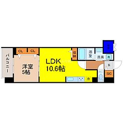 ザ・シンフォニア新栄 1LDKの間取図画像