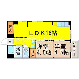 唐山ビル 2LDKの間取図画像