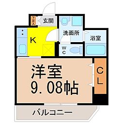 ピースプレイス牛巻 1Kの間取図画像