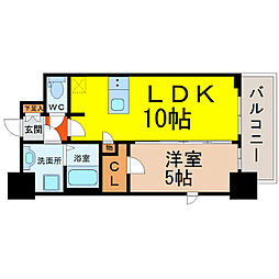 プレサンス栄ブリオ 1LDKの間取図画像