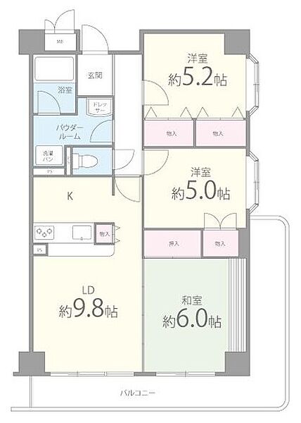 パラッツォドゥエ ｜大阪府藤井寺市大井２丁目(賃貸マンション3LDK・5階・68.28㎡)の写真 その3