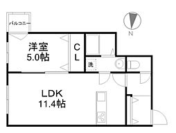 フェリジータ宮ケ丘 1LDKの間取図画像