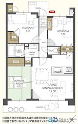 レーベンスクエアコンセルティエ 1506 3LDKの間取り