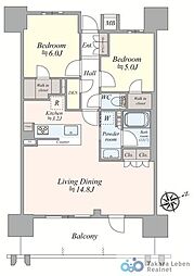 レーベン葵常磐町CAPITALTOWER 2LDKの間取図画像