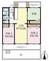 南浦和ニューライフマンション2号棟 3LDKの間取図画像