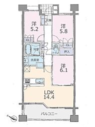 パークスクエア川口 3LDKの間取図画像