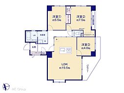 コスモ柏サニーフィールズ 3LDKの間取図画像
