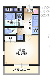 ブリッサ立花 1Kの間取図画像