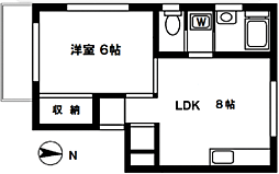 ニューダテハイツ 1LDKの間取図画像
