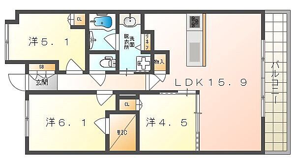 パークホームズLaLa門真 ｜大阪府門真市松生町(賃貸マンション3LDK・3階・70.06㎡)の写真 その2