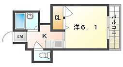 ニューハイツ桜パート4 ワンルームの間取図画像