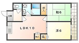 コーポグランディール 2LDKの間取図画像