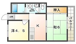 ハイツリヴェール 1階2Kの間取り