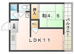 グリーンハイツさんわA棟 1LDKの間取図画像