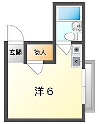 野里ハイツ2 ワンルームの間取図画像