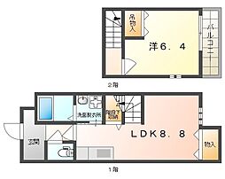 Osaka Metro今里筋線 清水駅 徒歩13分の賃貸アパート 1階1LDKの間取り