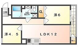 コーポラス都2 2LDKの間取図画像
