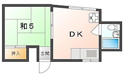 第二山口ハイツ 1DKの間取図画像