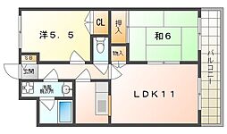グレイシィーフジ 2LDKの間取図画像
