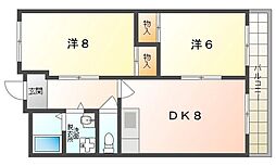 シャトー辻本2 2DKの間取図画像