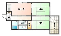 ハウス2001 2DKの間取図画像
