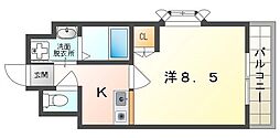 サンフレンドユー 1Kの間取図画像