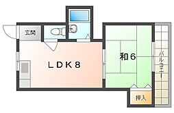 ジュネス・シャトー 1LDKの間取図画像