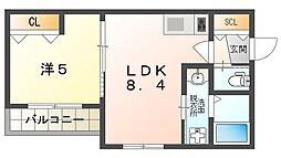 Luxe EASTI 1LDKの間取図画像