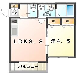 Luxe EASTI 1LDKの間取図画像