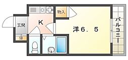 メリーパレス 1Kの間取図画像