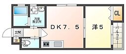 グロワール栄町 1DKの間取図画像