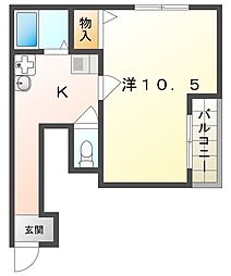 ヴァンベール・垣内 1Kの間取図画像