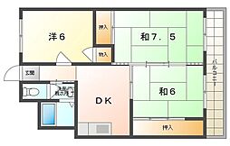グランドハイツカワモト 3DKの間取図画像