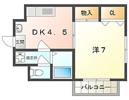 メゾンプラム2 1DKの間取図画像