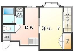 メゾンドハルカ 1DKの間取図画像