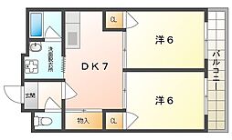マジェスティック21 2DKの間取図画像