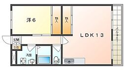 ビューテラス畷A 1LDKの間取図画像