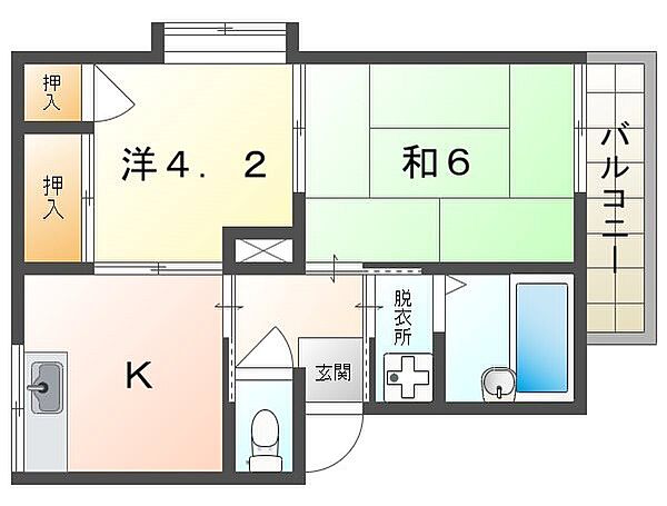 ワールドライフ中田 ｜大阪府寝屋川市春日町(賃貸アパート2K・2階・38.00㎡)の写真 その2