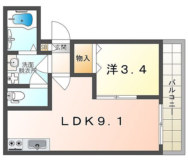 ジーメゾン池田旭町 ｜大阪府寝屋川市池田旭町(賃貸アパート1LDK・3階・30.86㎡)の写真 その2