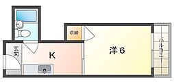 サンパレス 1Kの間取図画像