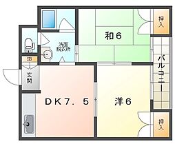 シティハイツ萱島 2DKの間取図画像
