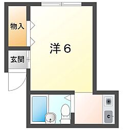 サン・セルジュ香里園 1Kの間取図画像