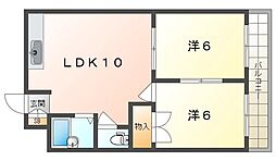 シリウス四條畷 2LDKの間取図画像