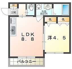 Luxe EASTI 1LDKの間取図画像