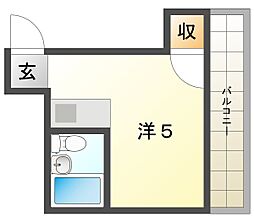 デイルーチェ北岸和田 ワンルームの間取図画像