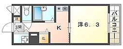 ヴァン・ベェール 1Kの間取図画像