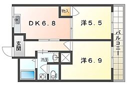 メゾン忍ケ丘 2DKの間取図画像