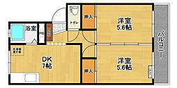 MARUCO香久池 2DKの間取図画像