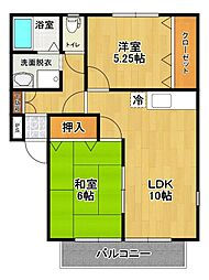 エスポワール石堂A棟 2LDKの間取図画像