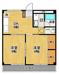 コーポシティパーク 2DKの間取図画像